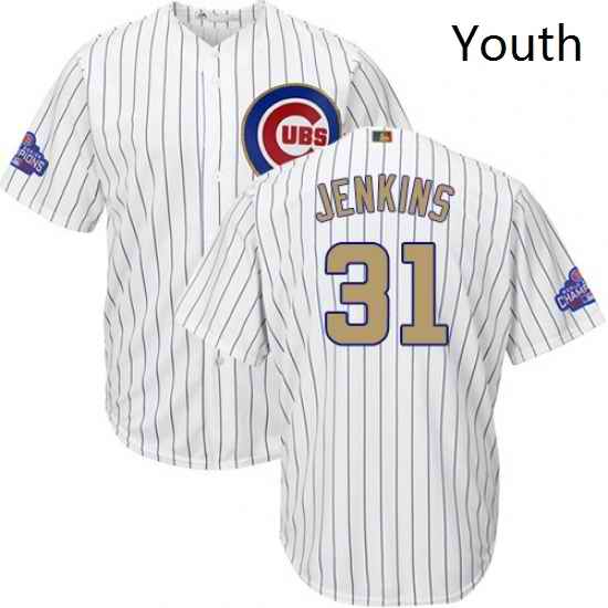 Youth Majestic Chicago Cubs 31 Fergie Jenkins Authentic White 2017 Gold Program Cool Base MLB Jersey